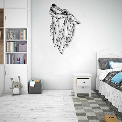 Izzya Wolf Head Metal Wall Art, Animal Metal Wall Decor, Geometric Minimalist Line Art Hanging Painting, For Home Kitchen Bedroom Living Room #TOP4