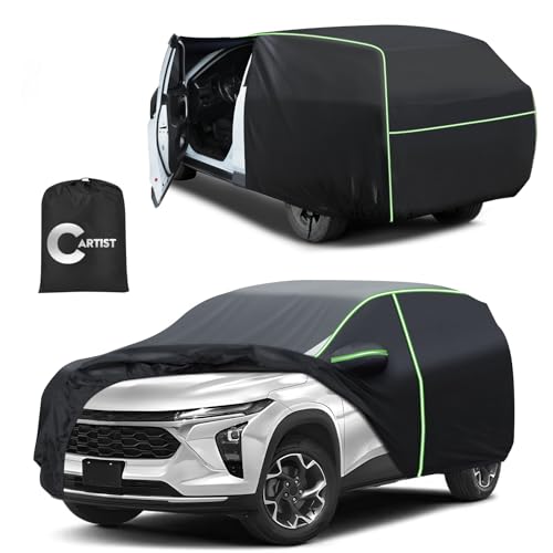 Image of 420D Car Cover for Chevy Trax 2013-2025 2026 All Weather SUV Car Covers for Trax Accessories Outdoor Waterproof UV Protection with Zipper & Reflective Safety Strips