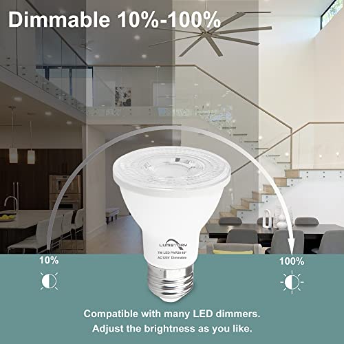 Image of LumStory 12-Pack PAR20 LED Light Bulbs, 3000K Warm White, Dimmable Flood Light Indoor Outdoor, 7W 50W 60W Halogen Replacement 600LM, E26 40 Degree Narrow Spot Light for Recessed Ceiling Lighting