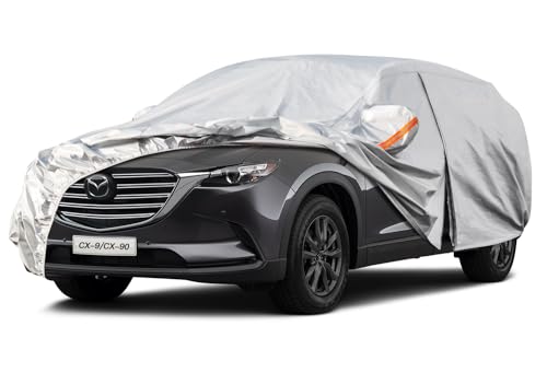 Image of Kayme 6 Layers SUV Car Cover Custom Fit for Mazda CX-9 CX9 CX-90 CX90 CX 90 (2006-2025) Waterproof All Weather for Automobiles, Outdoor Full Cover Rain Sun UV Protection.Silver