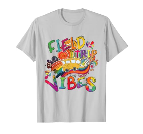 Funny Field Trip Vibes Field Day 2024 Boys Girls Students T-Shirt, Men, Silver Grey, Medium