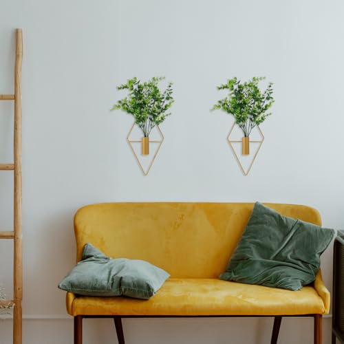 Pot de fleurs mural en fer géométrique Toddmomy avec végétation artificielle