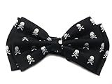 Black Crossbone Skull Bow Tie Pre Tied Plastic Clip