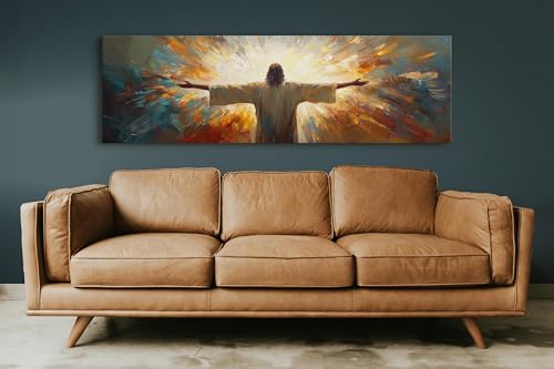Impression panoramique sur toile chrétienne, déco murale 45x135cm