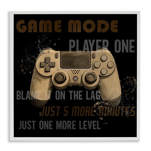 Vintage Gamer Phrases, 24 x 24 Inch Framed Giclée Print