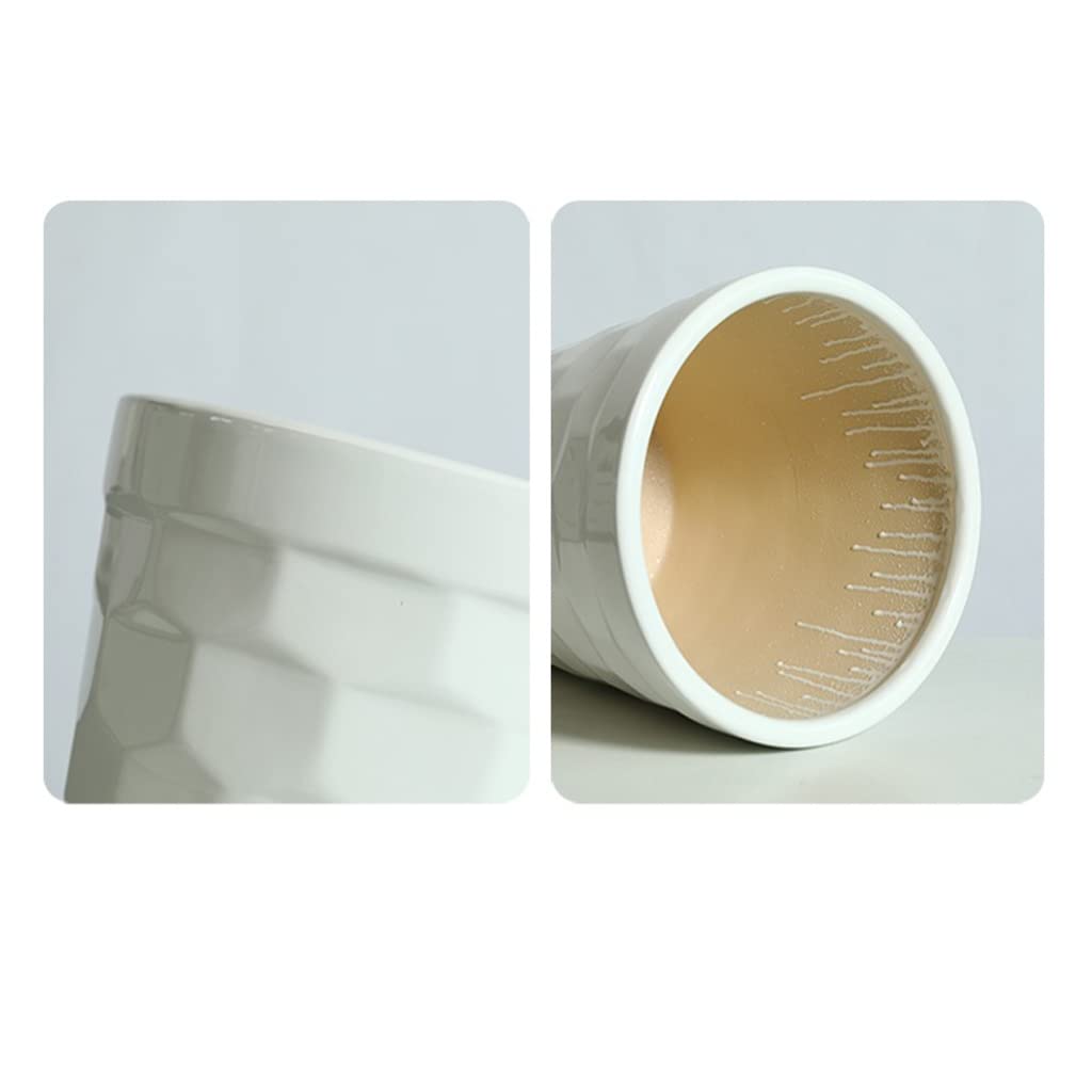 Vasi da Giardino Vaso per Piante in Ceramica con Foro di drenaggio e piattino, vasi da Fiori da Giardino Moderni da 7/9/11 Pollici con Motivo a Blocchi in muratura, Bianco