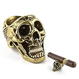 Linkidea Skull Cigar Stand, Portable Cigar Cigarette Holder, Outdoor Cigar Rest Tray Stand, Copper...