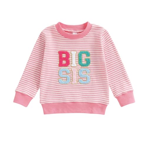 POZMTIORE Baby Girl Romper/T Shirt Big sis Little Sister Matching Outfits Jumpsuit Long Sleeves (big sis, 12-18 Months)