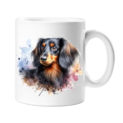 Imagen de Stag Gallery Taza de cerámica con diseño de perro salchicha de pelo largo