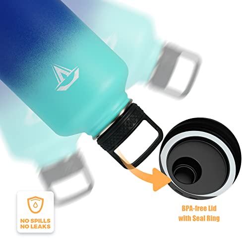 Topre 64 Oz Insulated Water Bottle, Half Gallon Vacuum Stainless Steel Sports Water Jug With 3 Lids & Brush, Bpa-Free Reusable Double Walled Thermos Mug Canteen For Sports Outdoor Camping #TOP3