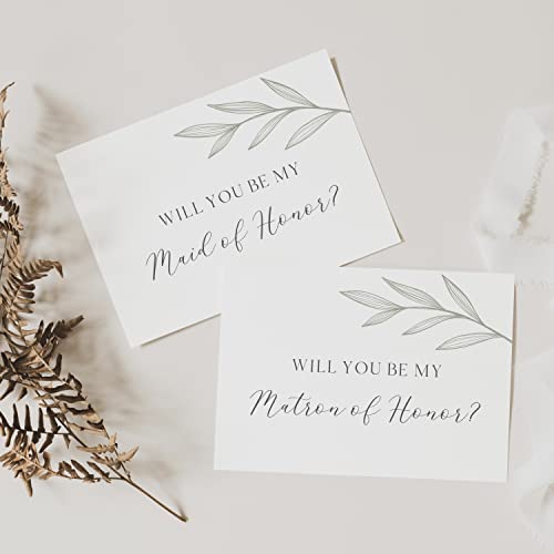 Will You Be My Bridesmaid Proposal Cards With Envelopes | Set Of 14 Greenery Bridesmaid Cards | Flower Girl Proposal | Will You Be My Maid Of Honor Matron Of Honor Proposal Cards | 4X6 Inches #TOP5