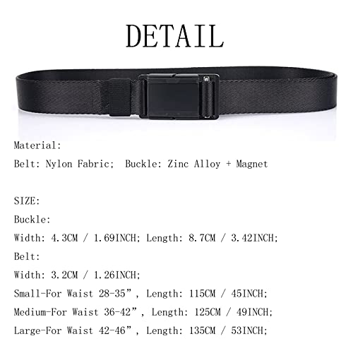 Men's Nylon Belt 1.26" Wide Quick Release Magnetic Buckle Webbing Belt, Military Casual Outdoor Golf Belts for Men3