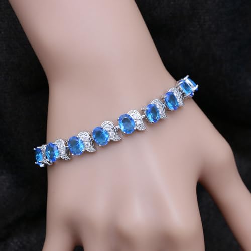 Image of LMXXVJ Fashion Tennis Bracelet Created Emerald White Gold Plated Charm Bracelet Gifts Jewelry for Women