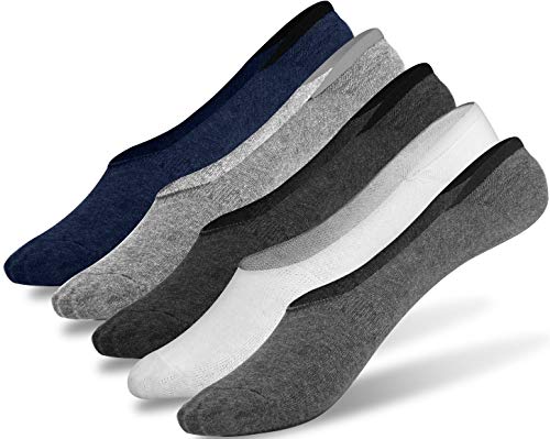 iMounTEK Unisex No Show Invisible Socks. Non-Slip Grip, Low Cut Casual Cotton Breathable Boat Socks 5 Pairs2