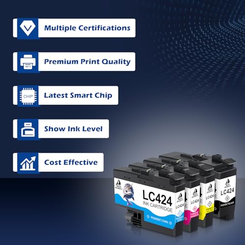 DOUBLE D LC424 Patronen für Brother LC424 kompatibel mit Brother DCP-J1200W DCP-J1200WE Pack