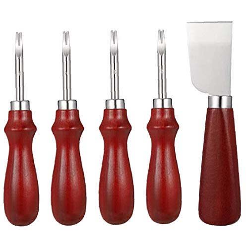 Naisicore Leather Edge Beveler Leather Cutting Knife Wooden Handle DIY Skiver Tool 5PCS