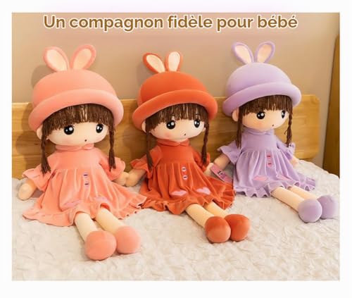 Poupée de Chiffon Fille Mignon Jouet en Peluche Bébé Douce Poupée Princesse Chapeau et Vêtements Détachables Cadeau Fille Pour à Partir de 0 ans + , Cadeau Pour Anniversaire,de baptême,Valentin, Noël – vue 3