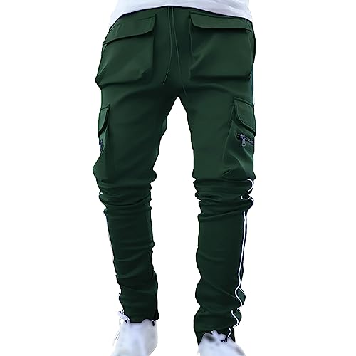 Men's Multi Pocket Cargo Pants Punk Rock Street Harem Pants Reflective Technical Hip Hop Sport Pants