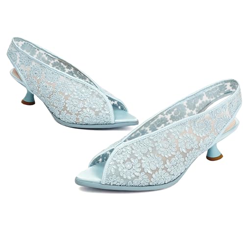 Gicoiz Bride Wedding Low Kitten Heel Peep Toe Slingback Pumps2