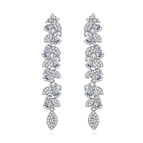 Boucles d'oreilles longues feuilles de zircones pour illuminer vos soirées et grands événements