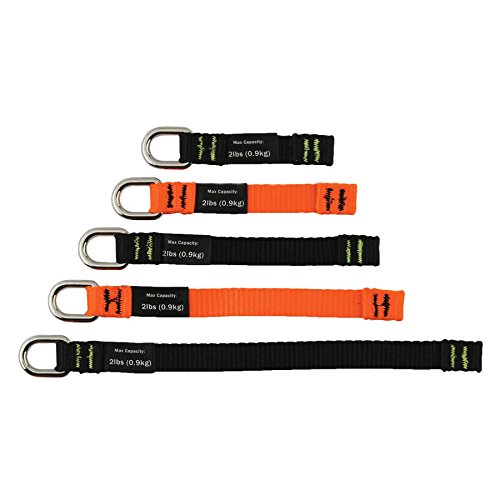 Ergodyne Squids 3700 Web Tool Tail Attachments, 5-Pack, 2 Pounds, Variety Size Pack,Black/Orange