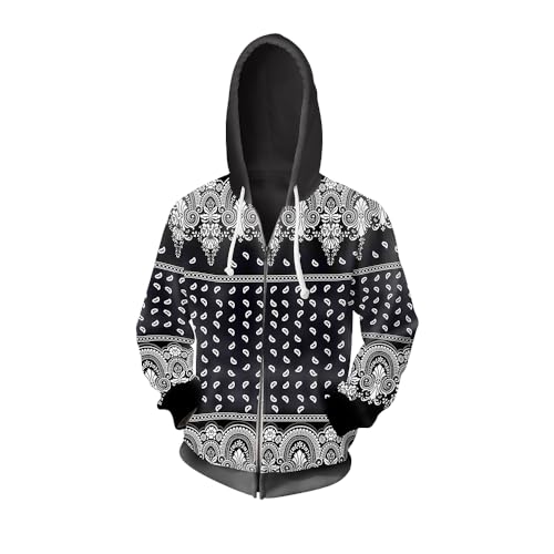 Blue Bandana Hoodies for Men Women Bandanas Print Clothing Zipper Jacket Hip Hop Jogger Pants Clothes Outfits