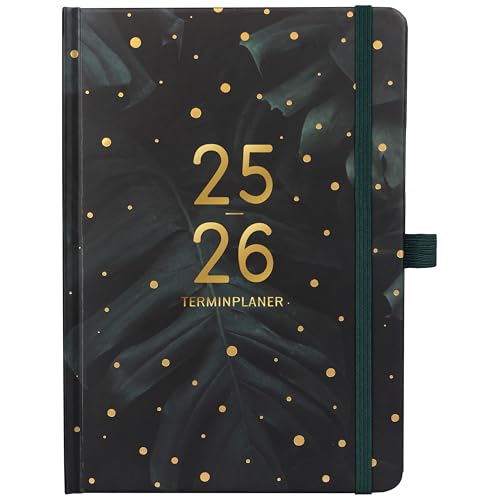 Terminplaner 2025 2026 - A5 Kalender 2025 2026 von August 2025 bis September 2026, Wochenplaner 2025 2026 mit Innentasche, Elastischer Verschluss, Kalender 2025 2026 Buchkalender,21.3 x 14.7cm