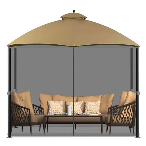 COWVIE Gazebo Replacement Netting Screen, 12\' x 14\' Universal Gazebo 4-Panel Mosquito Sidewalls with Double Zippers for Outdoor Patio (Only Netting) - Thumbnail 2