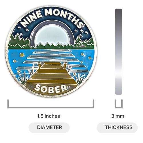 Image of The Achieve Mint 9 Months Sober Token | Nine Month Sober Chip | Non-AA Gift, Non-Religious Medallions for Women and Men Celebrating Sobriety