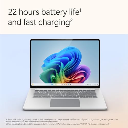 Image of NEW Microsoft Surface Laptop (7th Edition) - Windows 11 Home Copilot + PC - 15 inch LCD PixelSense Touchscreen - Qualcomm Snapdragon X Elite (12 Core) - 16GB RAM - 256GB SSD - Platinum - ZHG-00023
