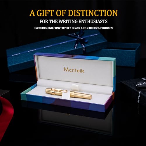 Mcnteik 2024BK01 Edc Luxury Fountain Pen,Schmidt 18K Gilded Nib(Medium),Full Brass Pen Body,24K Gilded Pen Clip,Heavy Pocket Pen,Best Pen thumb #5