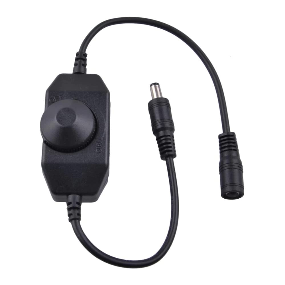 SOLDOUT LED Dimmer 12V 2A 24W Knob Inline Dimming Switch ON OFF for Single Color Strip Light (Black)