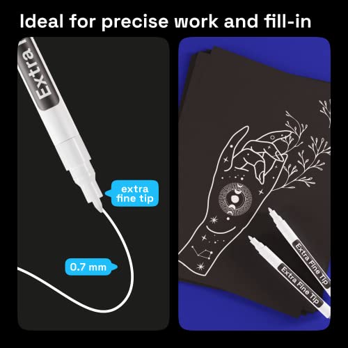 Artistro WAEF0005-01-OW-CN 5 White Paint Pen For Rock Painting, Stone, Ceramic, Glass, Wood, Tire, Fabric, Metal, Canvas. Set Of 5 Acrylic Paint White Marker Water-Based Extra-Fine Tip thumb #3