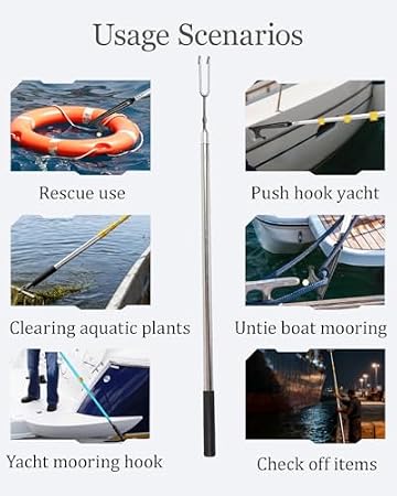 Heavy Duty Adjustable Telescoping Boat Pole - One Piece Boat Hook for Docking, Pool Rescue Hook and Snake Hook for Ball Python