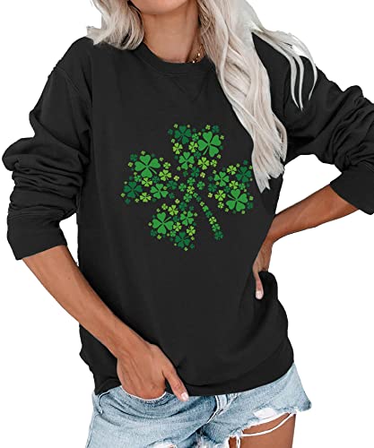 Image of Women's St Patrick's Day Shamrock Sweatshirt Irish Shirts Pullover Top Cute Long Sleeve Holiday Outfit & Gift