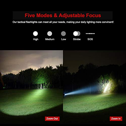LETMY LED Tactical Flashlight S2000 PRO - Ultra Bright High Lumens XML T6 LED Flashlights - Zoomable, 5 Modes… - Image 5