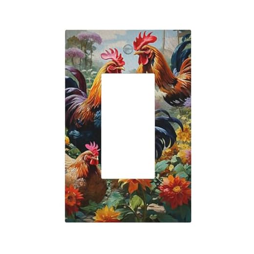 CZRPKEN Farmhouse Chicken Colorful Botanical Flowers 1 Gang Rocker Light Switch Covers Rustic Rooster Single Decora Outlet Wall Plate Decorative Switchplate Faceplate Gfci Farm Barn Decor
