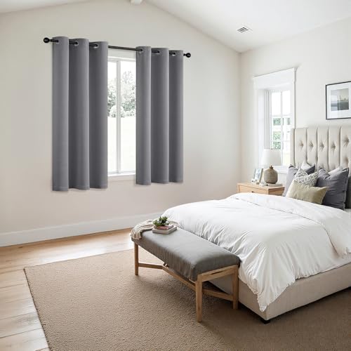 Image of MIULEE Blackout Curtains for Bedroom Living Room 2 Panels, Thermal Insulated Room Darkening Drapes Grommet Noise Reducing Light Blocking Window Treatments 45 Inches Long 40x45 Inch Light Gray