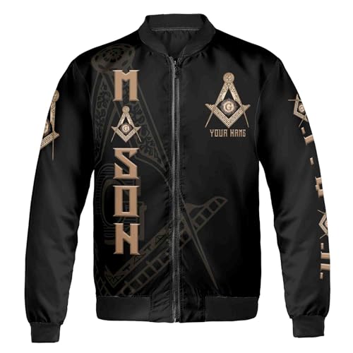 Customize Name, Lodge Name A.F. & A.M. Masonic Freemason Bomber Jacket S-5XL2