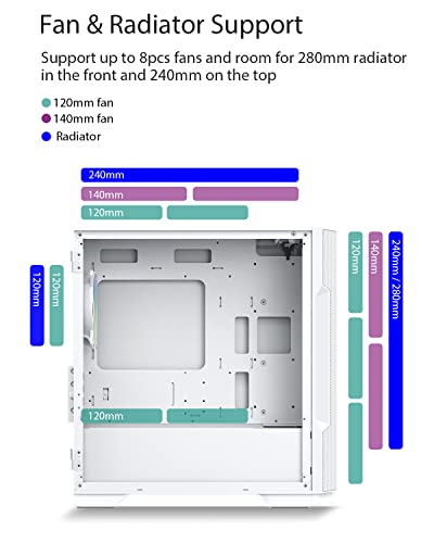 Vetroo M03 Compact Computer Case Micro Atx Mini Itx White Gaming Pc Case Rear 120Mm Addressable Rgb Fan Pre-Installed Door Opening Tempered Glass Side Panel & Front Mesh Panel #TOP3