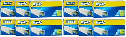 Agrafes Standard 26/6 de haute précision Rapid 24862400 en acier robuste pour reliure durable