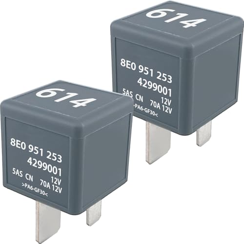 2-Pack 614 8E0951253 Automotive Relay, 12V 70A 4-Pin, Compatible with