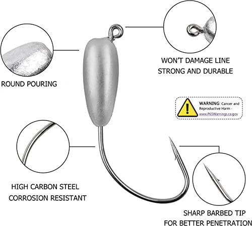 Fishing Jig Head Hooks - 12/24Pcs Fishing Tube Jig Heads Hooks Unpainted Water Drop Tube Baits Jig Hooks Worm Bait For Bass, Freshwater Saltwater Fishing Jigs Size 1/8 Oz,1/4 Oz,3/8Oz #TOP1