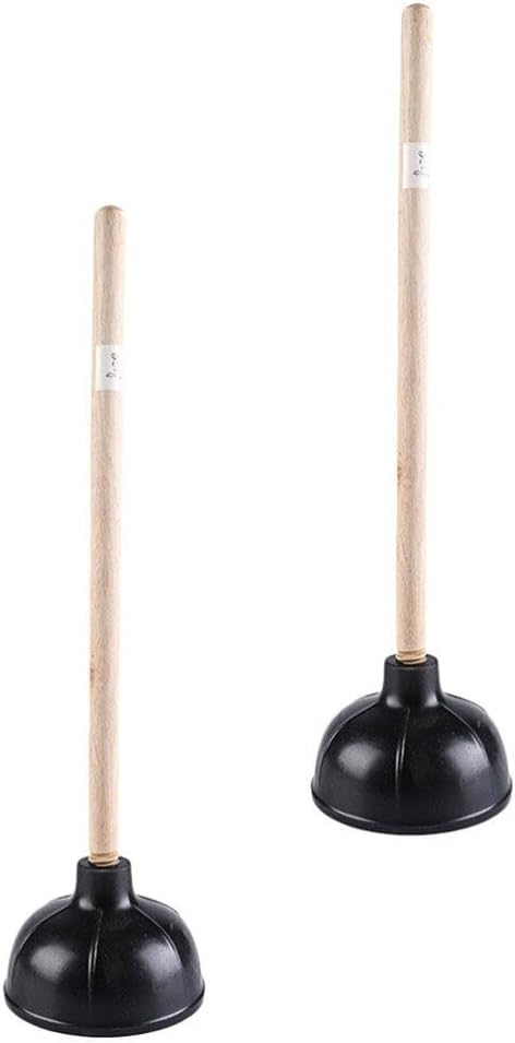 DOITOOL 2Pcs Toilet Plungers with Wooden Handles Strong Suction Bathroom Dredging Tools Easy to Use and Store 22 Inch Durable Cleaning Supplies