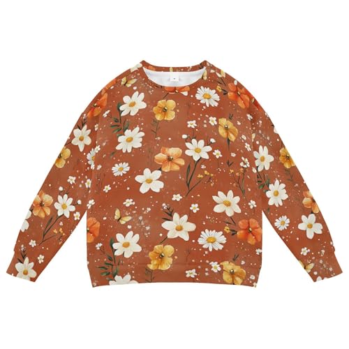 JUNZAN Autumn Flowers Daffodil Anemone Terracotta Little Girls Hooded Sweatshirt Fleece Kids Hoodies Boys Party 4T