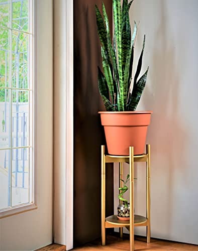 Zpirates Golden Plant Stand Indoor And Outdoor - Holds Small And Large Planter Pots Up To 12-Inch Dia, 26-Inch Tall - Heavy-Duty Vase Holder #TOP2