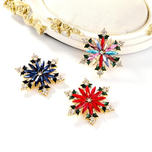 Image of Rhinestone Flower Brooch Pin for Women Red Black Purple Flower Broochs Pin Hat Christmas Brooch Jewelry