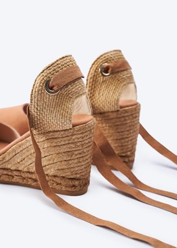 Image of Viscata Sagaro Espadrille Canvas Wedges with Ankle Laces Spain Handmade 2 inch Heel Women's Sandals with Breathable Organic Cotton Canvas and 100% Natural Jute for all Occasions: Casual, Work, Party