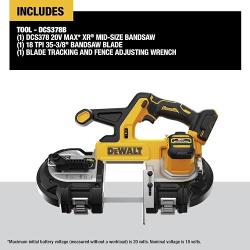 DEWALT 20V MAX XR Bandsaw, Brushless Motor, Portable and Cordless, 3-3/8 Inch Cut Capacity, Bare Tool Only (DCS378B) by DEWALT - Image 2