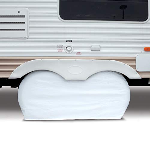 Classic Accessories Over Drive Rv Dual Axle Wheel Cover, Wheels Up To 27"Dia, White, Polyester Wheel Covers Compatible With Motorhomes, Trailers, Camper Vans, Universal Fit, Rv Accessories #TOP4